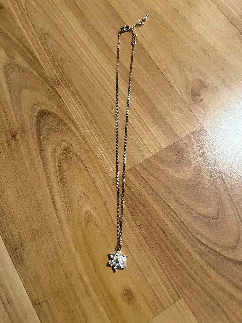Gold-Tone Crystal Flower Pendant Necklace